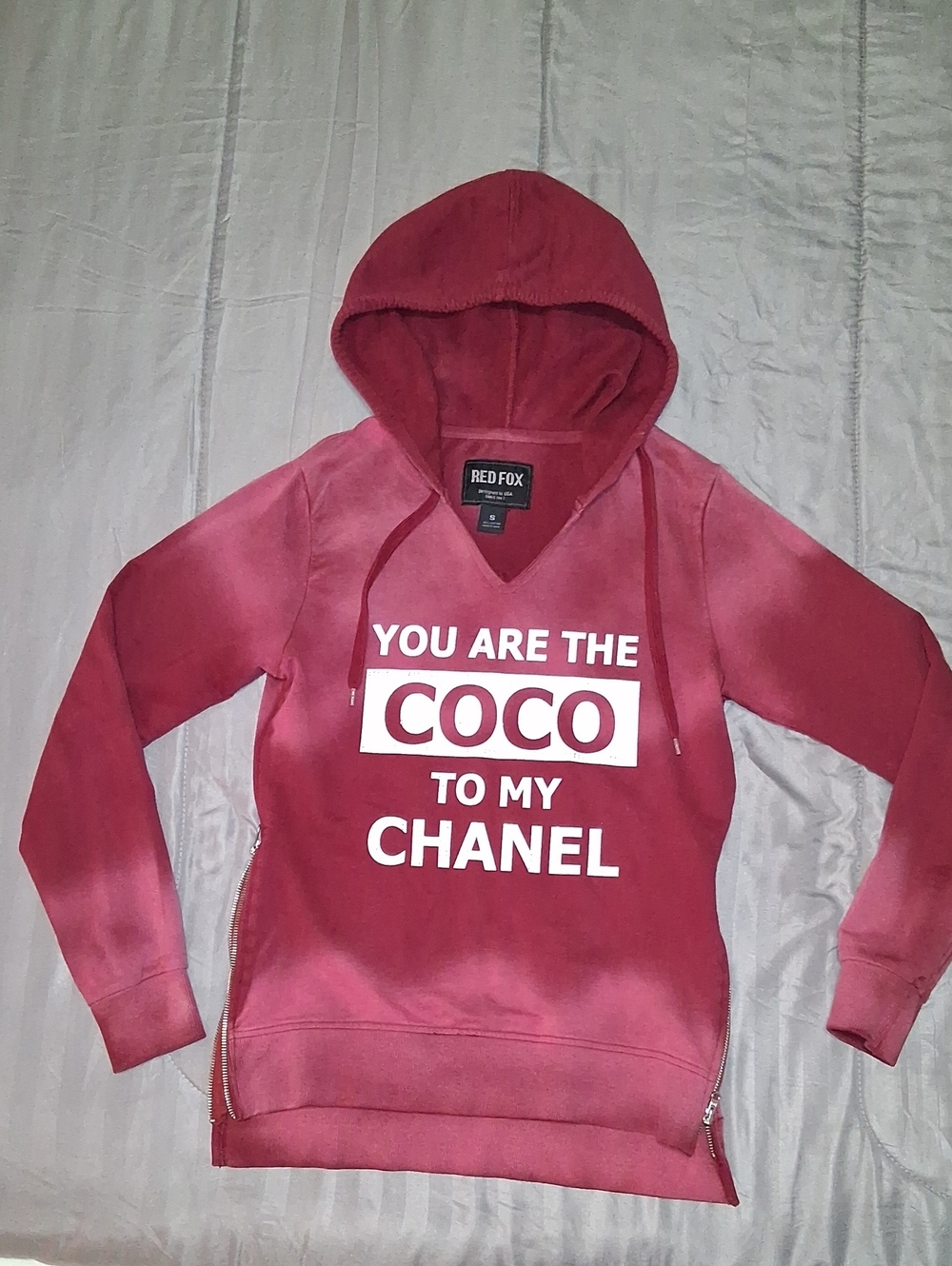 Women's Red Hooded Sweatshirt - 'You Are The Coco To My Chanel'